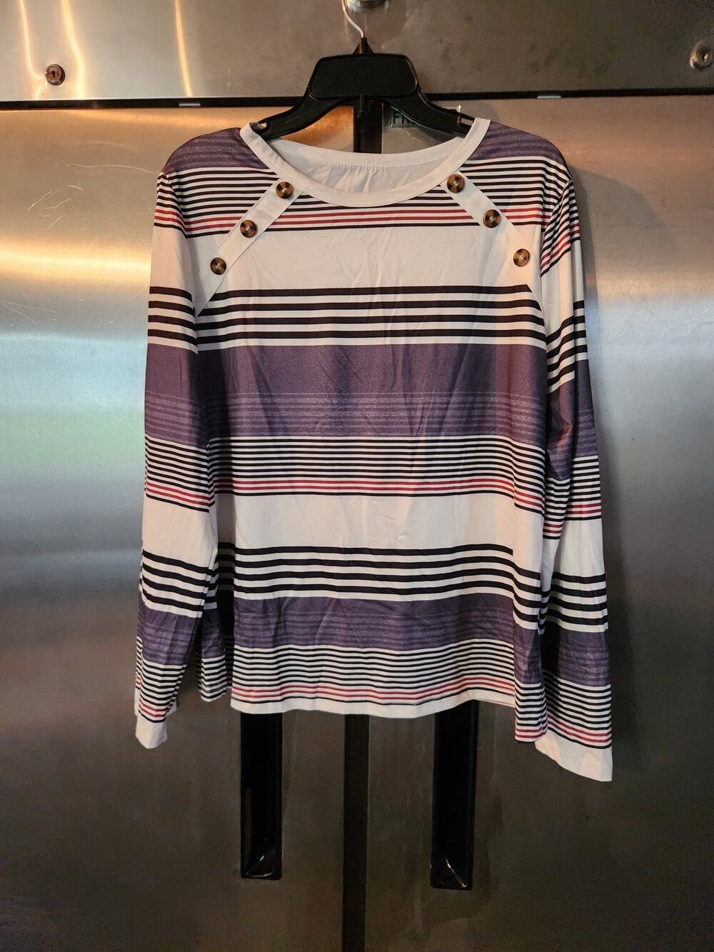 Shein Striped Long Sleeve Top Women's Size XL Purple